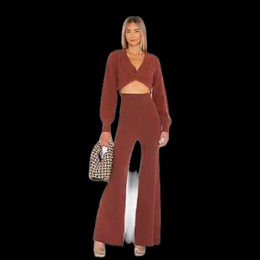 Free People Emilie Cable-Knit Sweater & Flared Pants Set IVORY - Picture 5 of 6